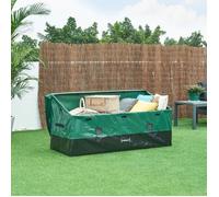 casa.pro Boîte de Rangement d'Extérieur Coffre de Jardin Résistant avec Fentes d'Aération Toit Incliné Poignées Capacité 560 L Acier Polyester 155 x 64 cm Vert Noir
