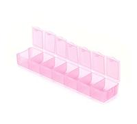 Boîte de rangement divisée à 7 grilles, palette d'aquarelle en plastique, organisateur de voyage, conteneur compact multi-compartiments pour petites pièces, accessoires, (Rose)