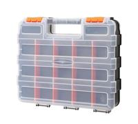 Boîte de rangement double face - 34 compartiments en grille, conteneur de rangement pour outils en plastique solide, fermeture à pression, structure de transport légère et portable | Vis Écrous Boulon