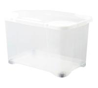 EDA Coffre DE Rangement Clip Box avec Couvercle ET roulettes 40L Couleur Naturel 10815
