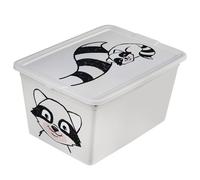 Boîte De Rangement EDANTI Bac Pour Jouets Dessin Raton Laveur Avec Couvercle Gris 30L