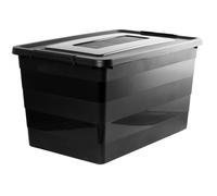 Boîte De Rangement EDANTI Conteneur À Roulettes Plastique Avec Couvercle Noir 55L