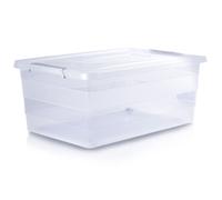 Boîte De Rangement EDANTI Plastique Conteneur À Roulettes Avec Couvercle Transparent 40L