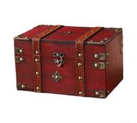 Boîte de rangement élégante en bois avec serrure - Design rétro pour organiser les clés et les mots de passe - Complément parfait à votre espace de travail (rouge A)