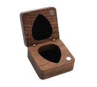 Boîte de rangement élégante en bois gravé pour médiators de guitare avec support en bois naturel pour musiciens