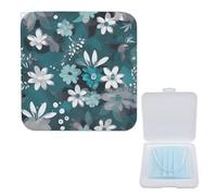 Boîte de rangement élégante pour masque, gris sarcelle et blanc, imprimé floral, portable et léger, étui à masque réutilisable en polypropylène, étui de rangement tendance, Boîte de rangement pour