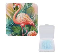 Boîte de rangement élégante pour masque, imprimé flamant rose tropical, portable et léger, étui à masque réutilisable en polypropylène, Boîte de rangement pour masque, 5.1"x5.1", Moderne