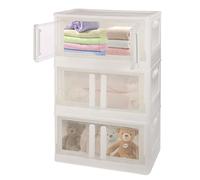 Boîte de rangement, empilable, armoire de rangement, boîtes de rangement empilables avec couvercles, double porte, blanc