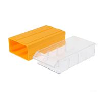 Boîte de rangement empilable en plastique pour vis de composants, organiseur translucide épais avec poignée de doigt, montage mural ou empilable de table (jaune)