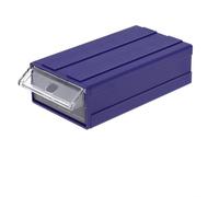 Boîte de rangement empilable en plastique pour vis de composants, organiseur translucide épais avec poignée de doigt, montage mural ou empilable de table (bleu)