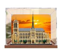 Vitrine en acrylique transparent pour Lego 21061 Notre Dame de Paris - Boîte de rangement pour (coque uniquement) (fond de base en bois)