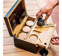 Boîte de rangement en bambou haut de gamme de plateau à roulettes, boîte de rangement en bois, boîte cadeau de luxe, boîte de diviseur de rangement détachable verrouillable, avec plateau mobile