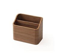 Boîte de rangement en bois à 2 compartiments pour télécommandes et accessoires, organisateur de bureau de seluluory en noyer robuste