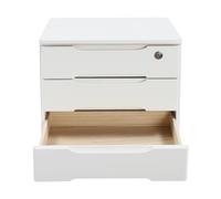Boîte de rangement en bois à 3 étages avec tiroirs verrouillables, organiseur de bureau avec 4 patins antidérapants, blanc