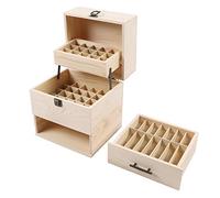 Boîte de rangement en bois à 3 étages pour huiles essentielles, 59 trous, pour bouteilles de 15 ml et 10 ml, vernis à ongles, Bois, 3 Etage, 3 étages