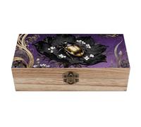 Boîte de rangement en bois à motif de pétales de nigelle, style rustique, avec couvercle à charnière, idéale pour ranger bijoux, bagues, objets de décoration et souvenirs. Coffre en bois décoratif.