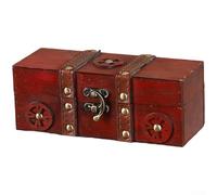 Boîte de rangement en bois antique pour organisation de bijoux, vitrine de style vintage fabriquée à la main avec matériaux en bois et alliage pour décoration d'intérieur (6703-01 rouge rétro)