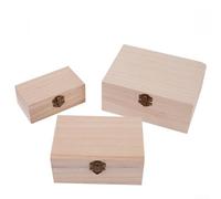 Boîte de rangement en bois au design simple avec bords lisses et charnières robustes pour organiser de petits trésors ou souvenirs à la maison (S + M + L)