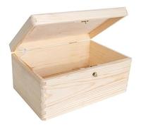 Boite de Rangement en Bois avec Clé - CREATIVE DECO - 30 x 20 x 14 cm - Non-peint - Boite a Souvenir