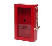 Boîte de rangement en bois avec marteau pour organisation de l'argent sur le thème des pompiers, intérieur spacieux pour billets et pièces de monnaie (17 x 10 x 4,5 cm)