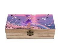 Boîte de rangement en bois « Chant du vent océanique » à monter soi-même, style rustique, avec couvercle à charnière, idéale pour ranger bijoux, bagues, objets de décoration et souvenirs. Coffre en