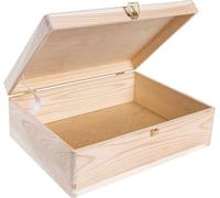 Boite de rangement en bois - CREATIVE DECO - 40 x 30 x 14 cm - Non peint - Verrouillable - Couvercle