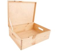 Creative Deco Boite Rangement en Bois | 40 x 30 x 14 cm (+/- 1 cm) | Non peint | Couvercle et Poignées | Boite en Bois | Boite a Souvenir | Boîte Caisse Malle Coffre | BRUT ET NON PONCÉ