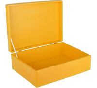 Boîte de Rangement en Bois - CREATIVE DECO - Jaune - 40 x 30 x 14 cm - Avec Couvercle - Brut Naturel