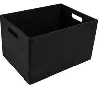 Boîte de Rangement en Bois Creative Deco Noire 39x29x23cm avec Poignées