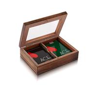 Boîte de rangement en bois faite à la main avec 2 jeux de cartes à jouer de qualité supérieure « Ace »