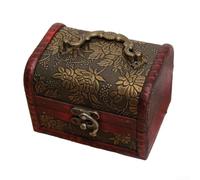 Boîte de rangement en bois finition foncée pour organiser bijoux, accessoires et essentiels quotidiens avec charme rétro et disposition intérieure fonctionnelle (C)