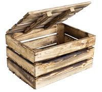 Creative Deco Grande Boite Rangement en Bois Flammé | 40 x 30 x 22 cm | avec Couvercle | Couleur Marron | Boîte Cadeau Coffre Malle Coffret Vintage
