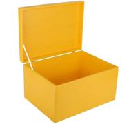 Boîte de Rangement en Bois Jaune 40 x 30 x 24 cm avec Couvercle - Creative Deco