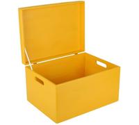 Boîte de Rangement en Bois Jaune Creative Deco XXL | 40 x 30 x 24 cm | avec Couvercle et Poignées