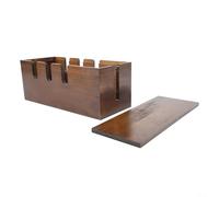 Boîte de rangement en bois massif, 31 x 13 x 12 cm, organiseur de cordons pour appareils électroniques avec centre de tri multifonction, organisation de bureau à domicile (marron foncé)