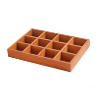 Boîte de rangement en bois massif à 12 emplacements pour boutures succulentes, rouges à lèvres, crayons, punaises, gommes et accessoires d'étude (A)