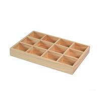 Boîte de rangement en bois massif à 12 emplacements pour boutures succulentes, rouges à lèvres, crayons, punaises, gommes et accessoires d'étude (B)