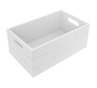 Boîte de rangement en bois - ORION - 31x21x13 cm - Blanc - Poignées latérales - Polyvalente - Décorative - Robuste