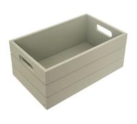 Boîte de rangement en bois - ORION - 36x26x15 cm - Vert pastel - Bois massif - Poignées latérales - Forme rectangulaire