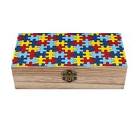 Boîte de rangement en bois pour la sensibilisation à l'autisme, boîte de rangement durable et compacte