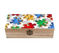 Boîte de rangement en bois pour puzzles d'autisme, boîte de rangement durable et compacte
