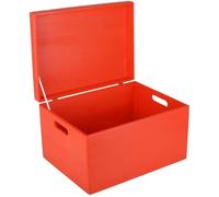 Creative Deco Boite Rangement en Bois Rouge | 40 x 30 x 24 cm (+/- 1 cm) | avec Couvercle et Poignées | Boite en Bois | Boite a Souvenir | Boîte Caisse Malle Coffre | BRUT ET NON PONCÉ