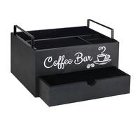 Boîte de rangement en bois rustique pour café, support de rangement pour capsules de comptoir | Présentoir élégant pour station de café, cuisine, café, comptoir, tasses, dosettes, mélangeurs