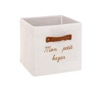 Atmosphera - Boîte de rangement en bouclette MON PETIT BAZAR - L. 29 x l. 29 x H. 29 cm - Blanc - Mon petit bazar G