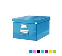Leitz Boîte de rangement Click & Store, Format moyen A4 (28,1 x 20 x 37cm), pour l'organisation des objets de la maison et du bureau, Montage bouton pression, En carton recyclé à 85%, Bleu, 60440036