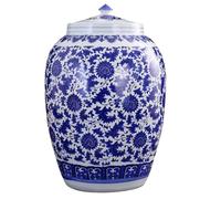 Boîte de rangement en céramique pour garde-manger - Distributeur de céréales scellé de grande capacité avec couvercle pour riz, grains de café, bonbons et biscuits, boîte de cuisine
