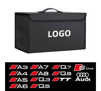 Boîte De Rangement En Cuir Pour Coffre De Voiture, Organisateur Intérieur Automobile, Accessoires Pour Audi S-Line A3 A4 A6 A5 Q5 A1 Q7 Q3 Q2 Q8 A7 A8 T-For A7 Logo-C-Noir
