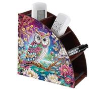 Boîte de rangement en forme de secteur d'art diamant à faire soi-même pour télécommandes TV/AC, pinceaux de maquillage et fournitures de bureau - 09-Owl