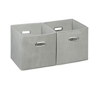 Relaxdays 4X boîtes de Rangement, sans Couvercle, avec poignée, Pliable, Panier en Tissu carré, 30 cm, à Poser sur étagère, Gris