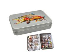 Boîte de Rangement en métal de Grande capacité pour pêche à avec | imprimé truite, appâts et leurres pour les voyages de pêche, les pêcheurs en plein air, l'appât de pêche à , 10,2 cm